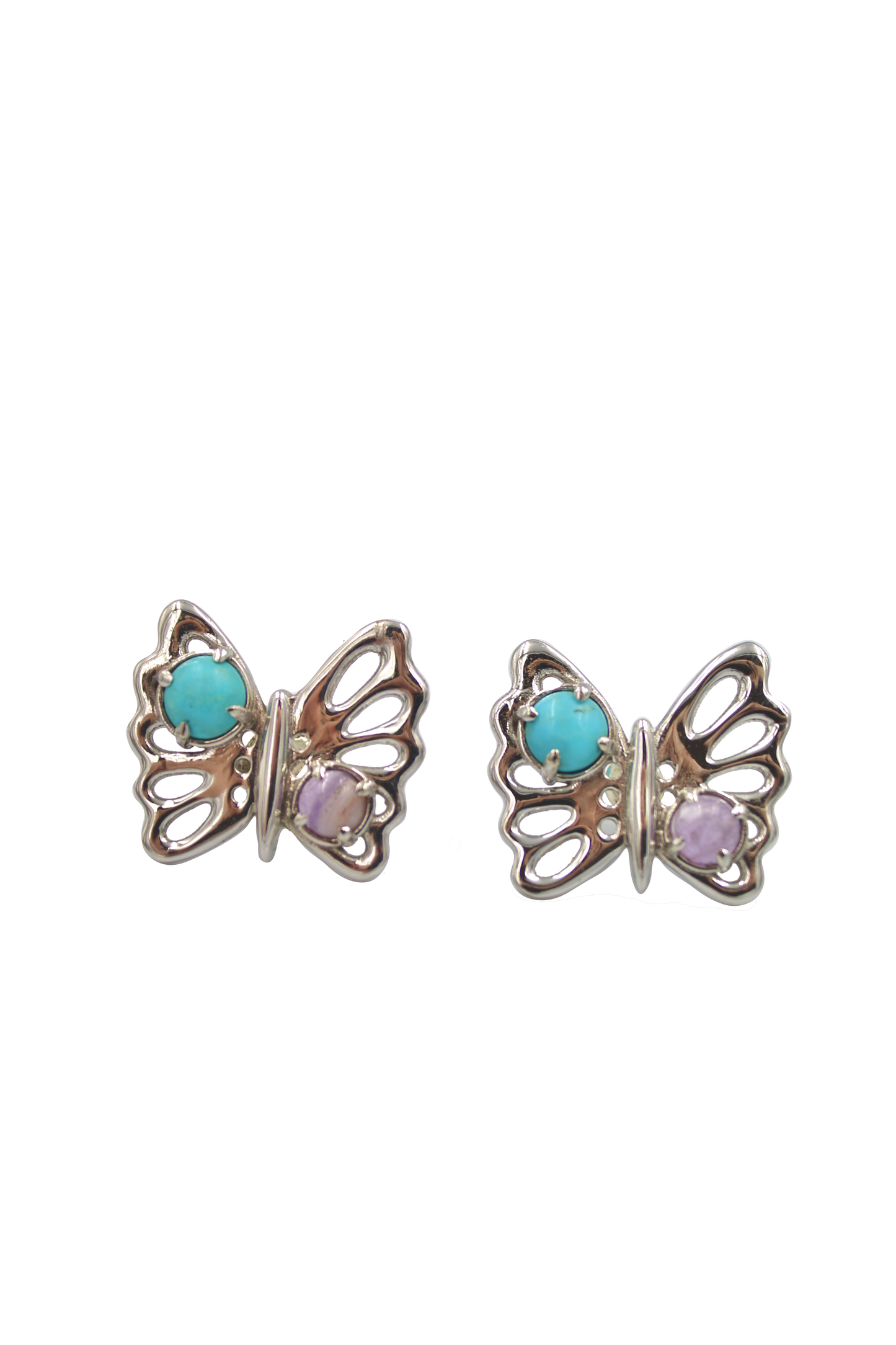 Aretes Mariposa Monarca Piedras Plata